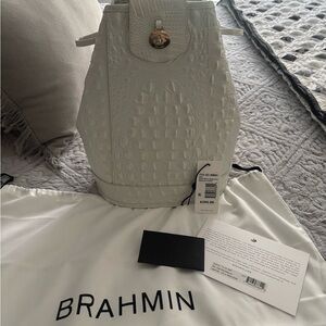 Brahmin White Croc-Embossed sling